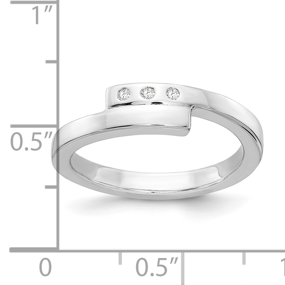 925 Sterling Silver Rhodium-plated Diamond Ring - Picture 4 of 9